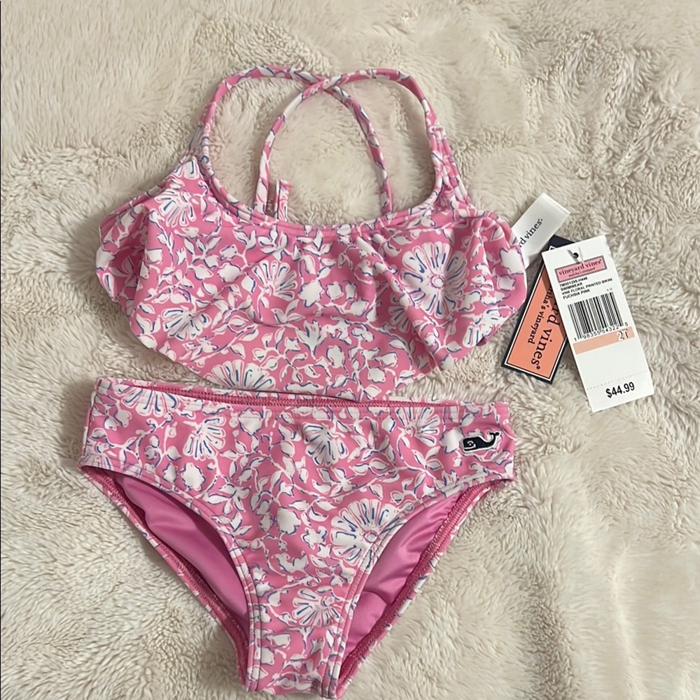 Vineyard Vines Pink and White Floral Bikini